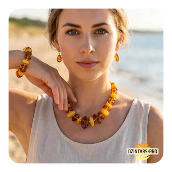 WOMEN'S MATCHING AMBER BRACELET & NECKLACE SETS